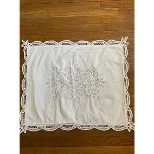 Heirloom Handmade Vintage Battenburg Lace Pillowcase 28" x 21"